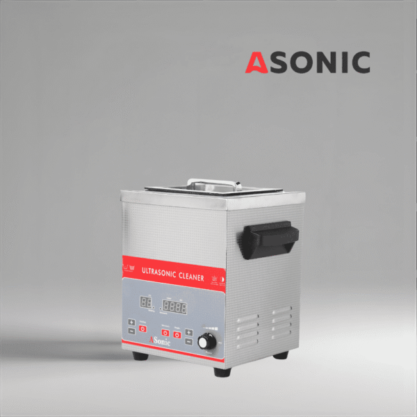 ASONIC IND-30 – kompaktowa myjka ultradźwiękowa ze zbiornikiem ze stali nierdzewnej, przeznaczona do warsztatów i gabinetów stomatologicznych.