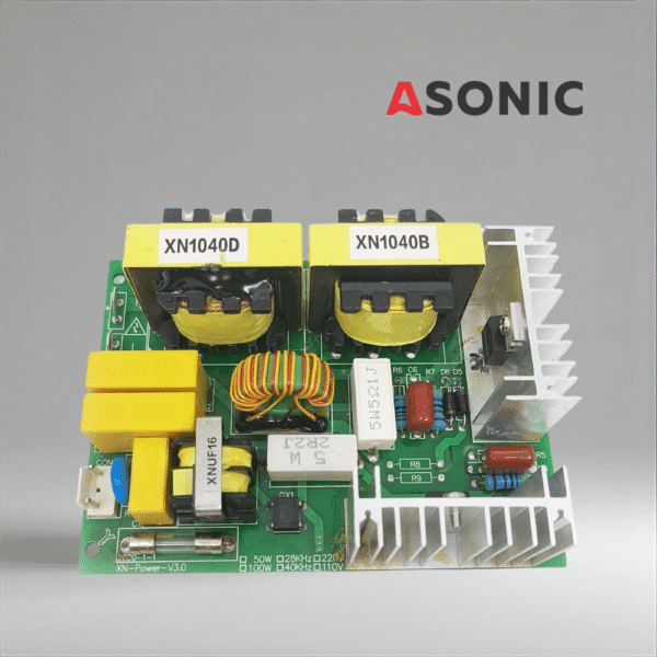 ASONIC PROmodel PCB 120 W 40 kHz, wysokowydajna płytka drukowana do myjek ultradźwiękowych, zapewniająca stabilną moc wyjściową i niezawodność.