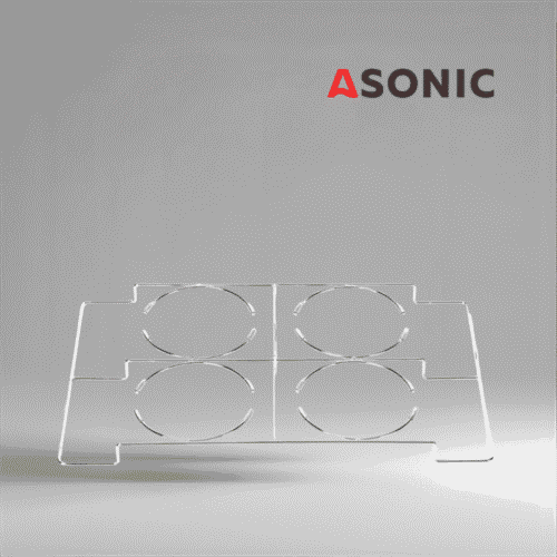 Uchwyt laboratoryjny ASONIC o pojemności 10 l, wytrzymałe akcesorium ze stali nierdzewnej do bezpiecznego umieszczania dużych zlewek w myjkach ultradźwiękowych.