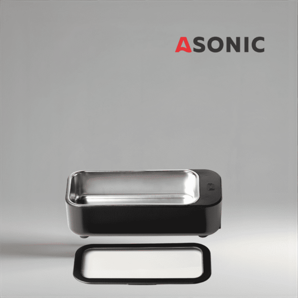 ASONIC HOME-450black myjka ultradźwiękowa, nowoczesna czarna konstrukcja do precyzyjnego czyszczenia małych przedmiotów wartościowych w domu.