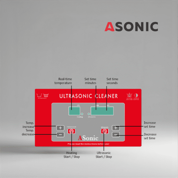 ASONIC PRO-30 myjka ultradźwiękowa, średniej wielkości urządzenie 40 kHz do biżuterii, okularów i małych narzędzi gospodarstwa domowego.