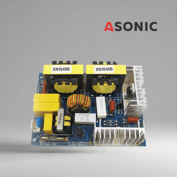 ASONIC PROmodel PCB 120 W 28 kHz, przemysłowa płytka drukowana do myjek ultradźwiękowych, zapewniająca stabilną częstotliwość i wydajność.