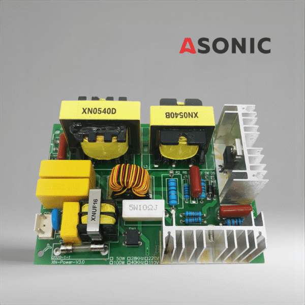 ASONIC PROmodel PCB 60 W 40 kHz, niezawodna płytka zasilająca do systemów czyszczenia ultradźwiękowego o stałej mocy wyjściowej.