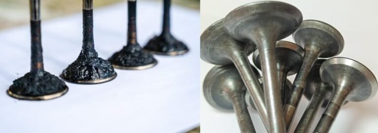 Kilka małych metalowych prętów przed i po czyszczeniu ultradźwiękowym