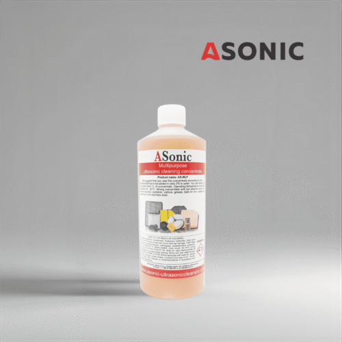 ASONIC AS-MLP-1 – uniwersalny detergent do czyszczenia ultradźwiękowego, 1 l koncentratu do bezpiecznego i skutecznego codziennego czyszczenia.