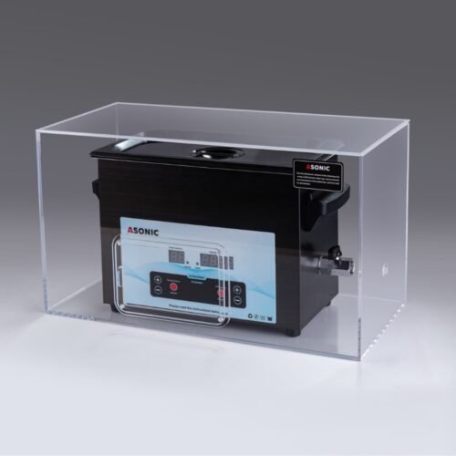 Myjka ultradźwiękowa ASONIC 5 l umieszczona w cichej obudowie, która minimalizuje hałas podczas pracy.