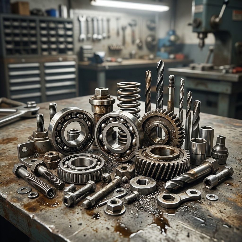 Części mechaniczne w warsztacie