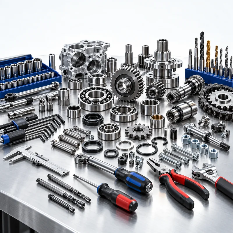 Narzędzia i części mechaniczne przygotowane do czyszczenia ultradźwiękowego
